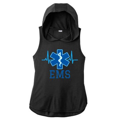 EMS Emergency Medical Services Pulse Logo Ladies PosiCharge Tri-Blend Wicking Draft Hoodie Tank