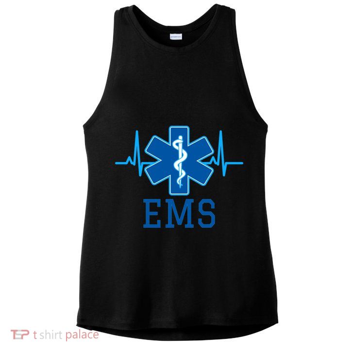 EMS Emergency Medical Services Pulse Logo Ladies PosiCharge Tri-Blend Wicking Tank