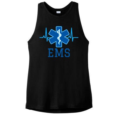 EMS Emergency Medical Services Pulse Logo Ladies PosiCharge Tri-Blend Wicking Tank