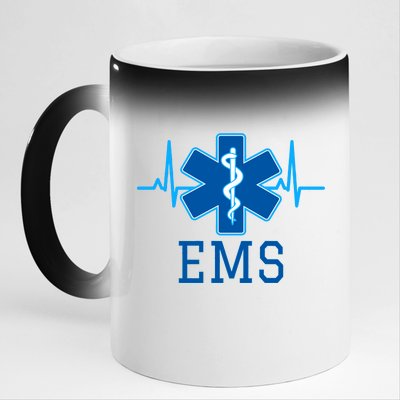 EMS Emergency Medical Services Pulse Logo 11oz Black Color Changing Mug