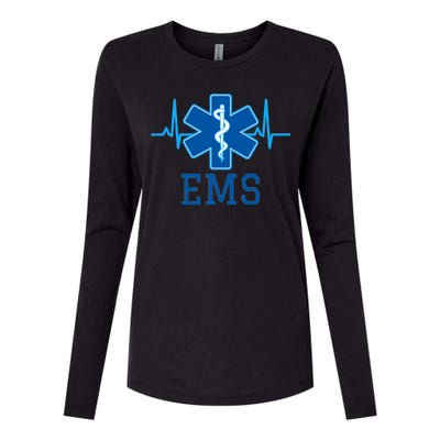 EMS Emergency Medical Services Pulse Logo Womens Cotton Relaxed Long Sleeve T-Shirt