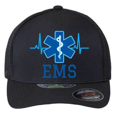 EMS Emergency Medical Services Pulse Logo Flexfit Unipanel Trucker Cap