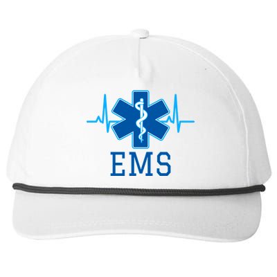 EMS Emergency Medical Services Pulse Logo Snapback Five-Panel Rope Hat