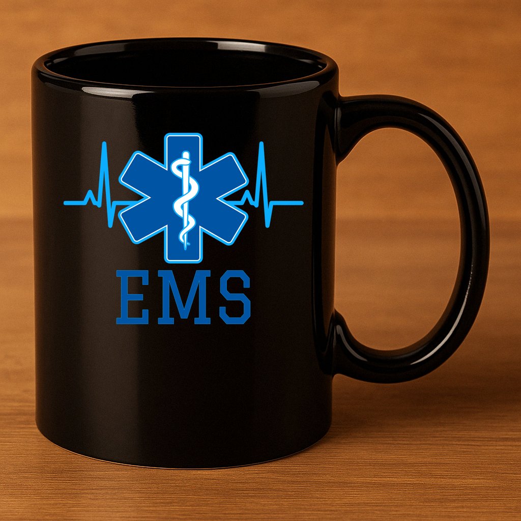 EMS Emergency Medical Services Pulse Logo 11oz C Handle Ceramic Mug