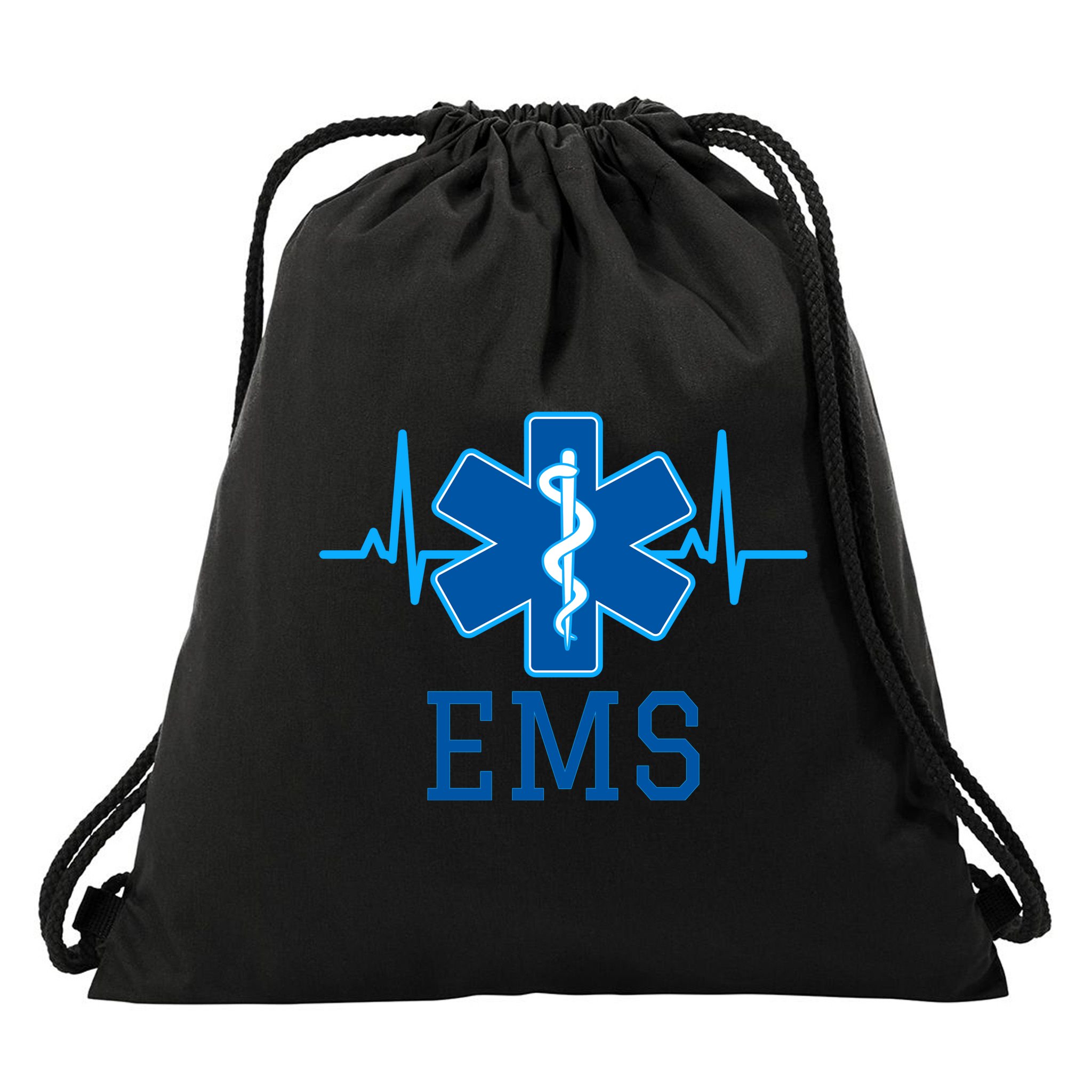 EMS Emergency Medical Services Pulse Logo Drawstring Bag