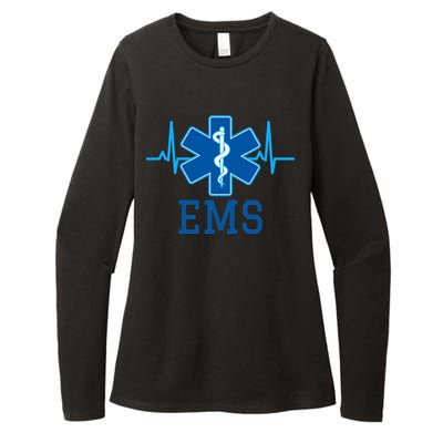 EMS Emergency Medical Services Pulse Logo Womens CVC Long Sleeve Shirt