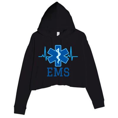 EMS Emergency Medical Services Pulse Logo Crop Fleece Hoodie