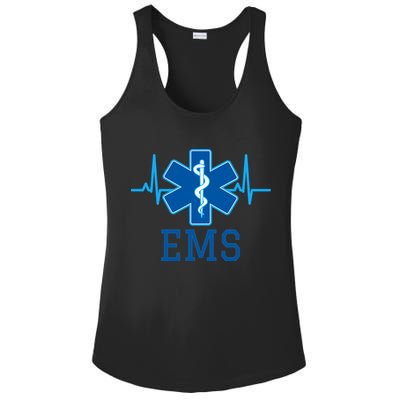 EMS Emergency Medical Services Pulse Logo Ladies PosiCharge Competitor Racerback Tank