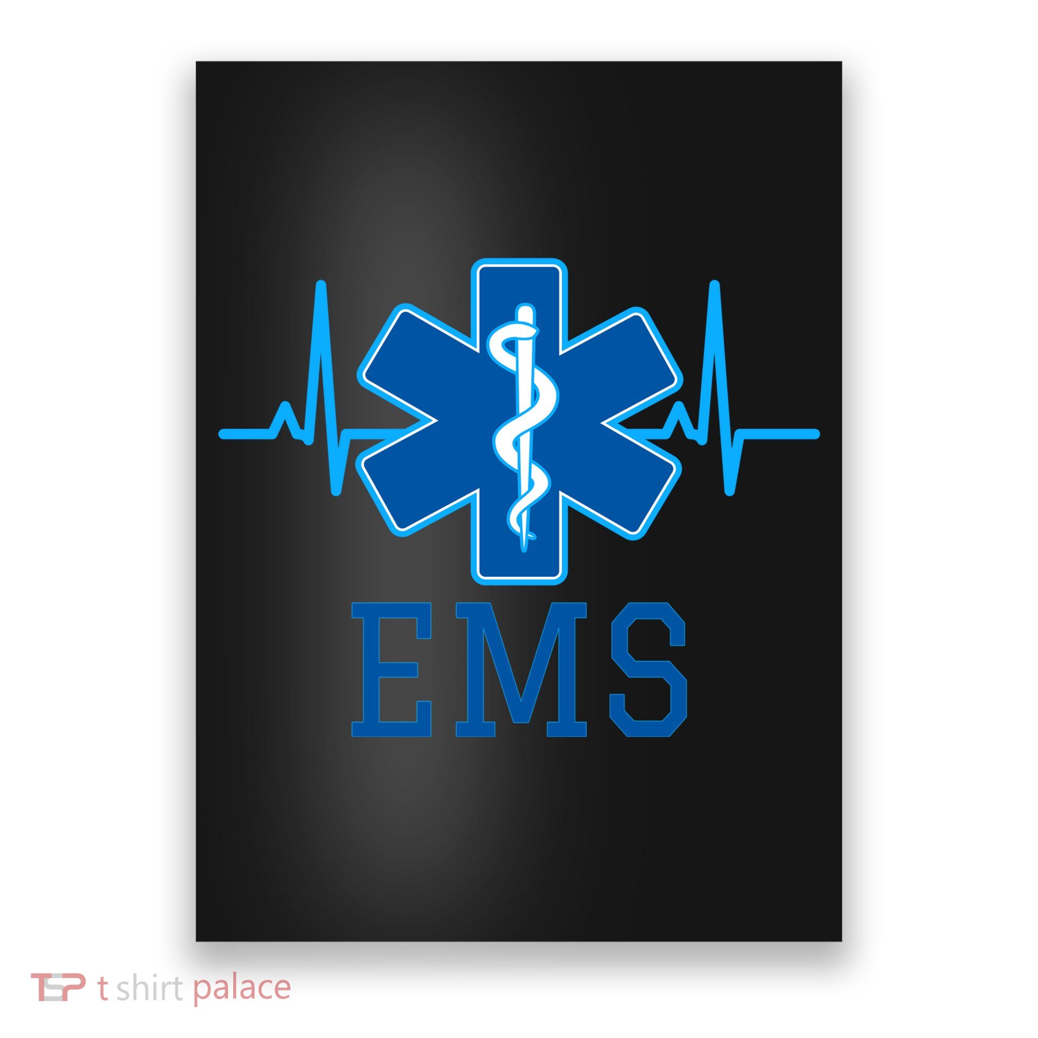 EMS Emergency Medical Services Pulse Logo Poster