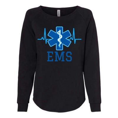 EMS Emergency Medical Services Pulse Logo Womens California Wash Sweatshirt