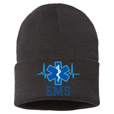 EMS Emergency Medical Services Pulse Logo Sustainable Knit Beanie