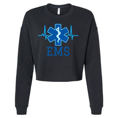 EMS Emergency Medical Services Pulse Logo Cropped Pullover Crew