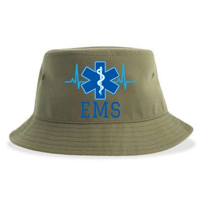 EMS Emergency Medical Services Pulse Logo Sustainable Bucket Hat