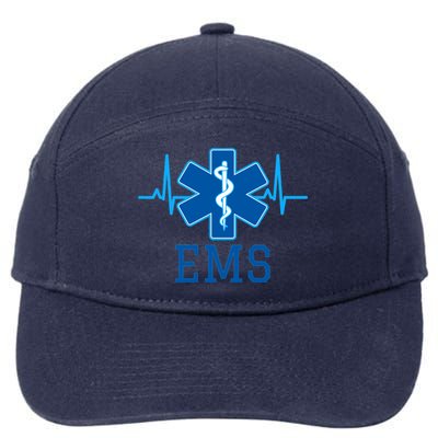 EMS Emergency Medical Services Pulse Logo 7-Panel Snapback Hat