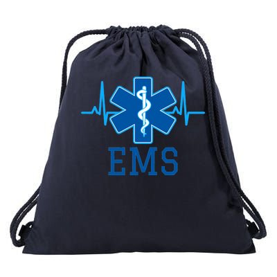 EMS Emergency Medical Services Pulse Logo Drawstring Bag