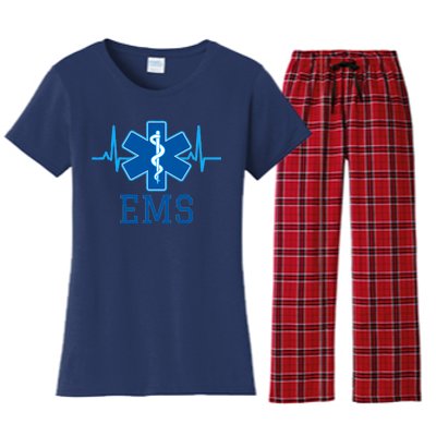 EMS Emergency Medical Services Pulse Logo Women's Flannel Pajama Set