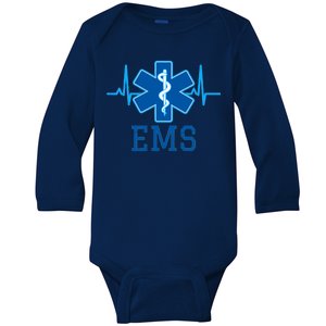 EMS Emergency Medical Services Pulse Logo Baby Long Sleeve Bodysuit