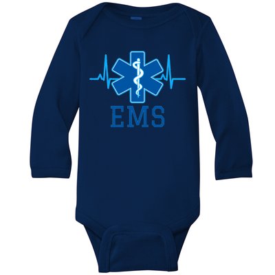 EMS Emergency Medical Services Pulse Logo Baby Long Sleeve Bodysuit