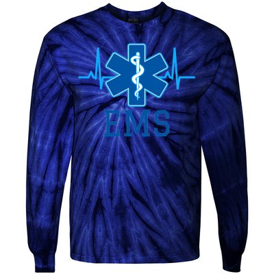 EMS Emergency Medical Services Pulse Logo Tie-Dye Long Sleeve Shirt