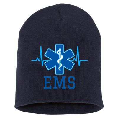 EMS Emergency Medical Services Pulse Logo Short Acrylic Beanie