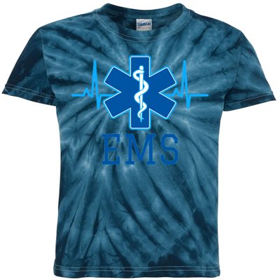 EMS Emergency Medical Services Pulse Logo Kids Tie-Dye T-Shirt