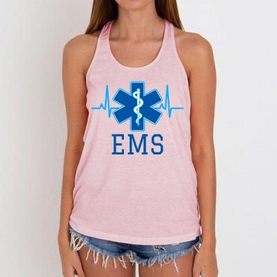 EMS Emergency Medical Services Pulse Logo Women's Knotted Racerback Tank