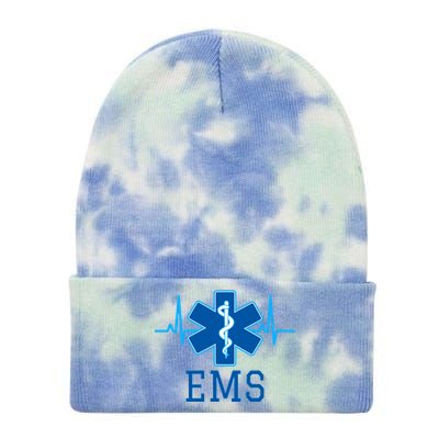 EMS Emergency Medical Services Pulse Logo Tie Dye 12in Knit Beanie