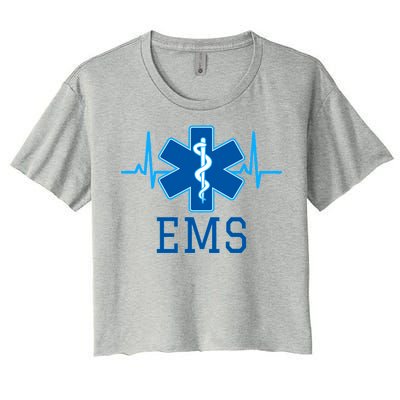 EMS Emergency Medical Services Pulse Logo Women's Crop Top Tee