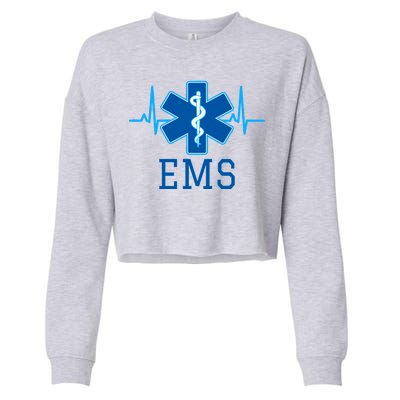 EMS Emergency Medical Services Pulse Logo Cropped Pullover Crew