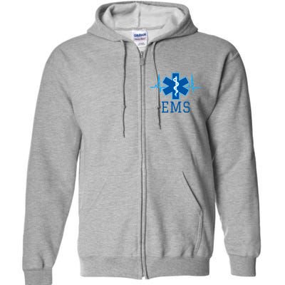 EMS Emergency Medical Services Pulse Logo Full Zip Hoodie