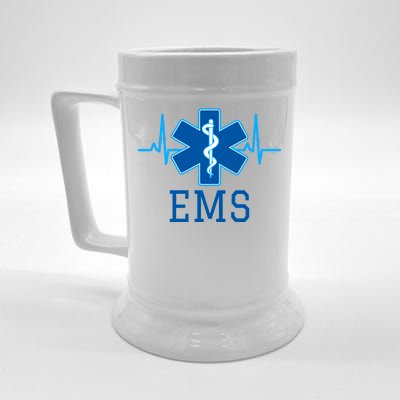 EMS Emergency Medical Services Pulse Logo Beer Stein