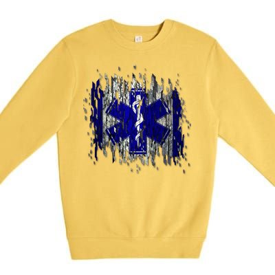 EMS Emergency Medical Services Ripped Torn Flag Premium Crewneck Sweatshirt