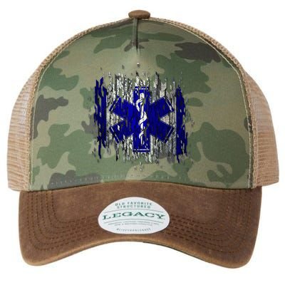 EMS Emergency Medical Services Ripped Torn Flag Legacy Tie Dye Trucker Hat