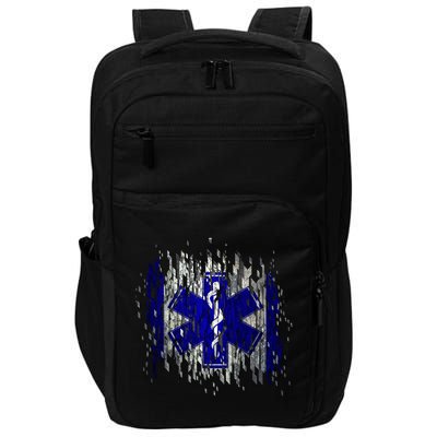 EMS Emergency Medical Services Ripped Torn Flag Impact Tech Backpack