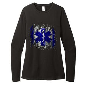 EMS Emergency Medical Services Ripped Torn Flag Womens CVC Long Sleeve Shirt