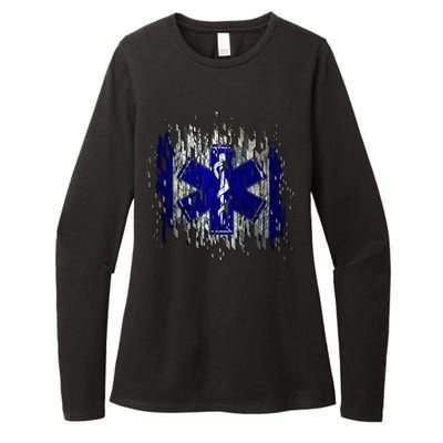 EMS Emergency Medical Services Ripped Torn Flag Womens CVC Long Sleeve Shirt