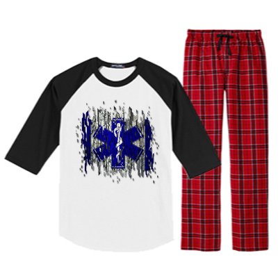 EMS Emergency Medical Services Ripped Torn Flag Raglan Sleeve Pajama Set