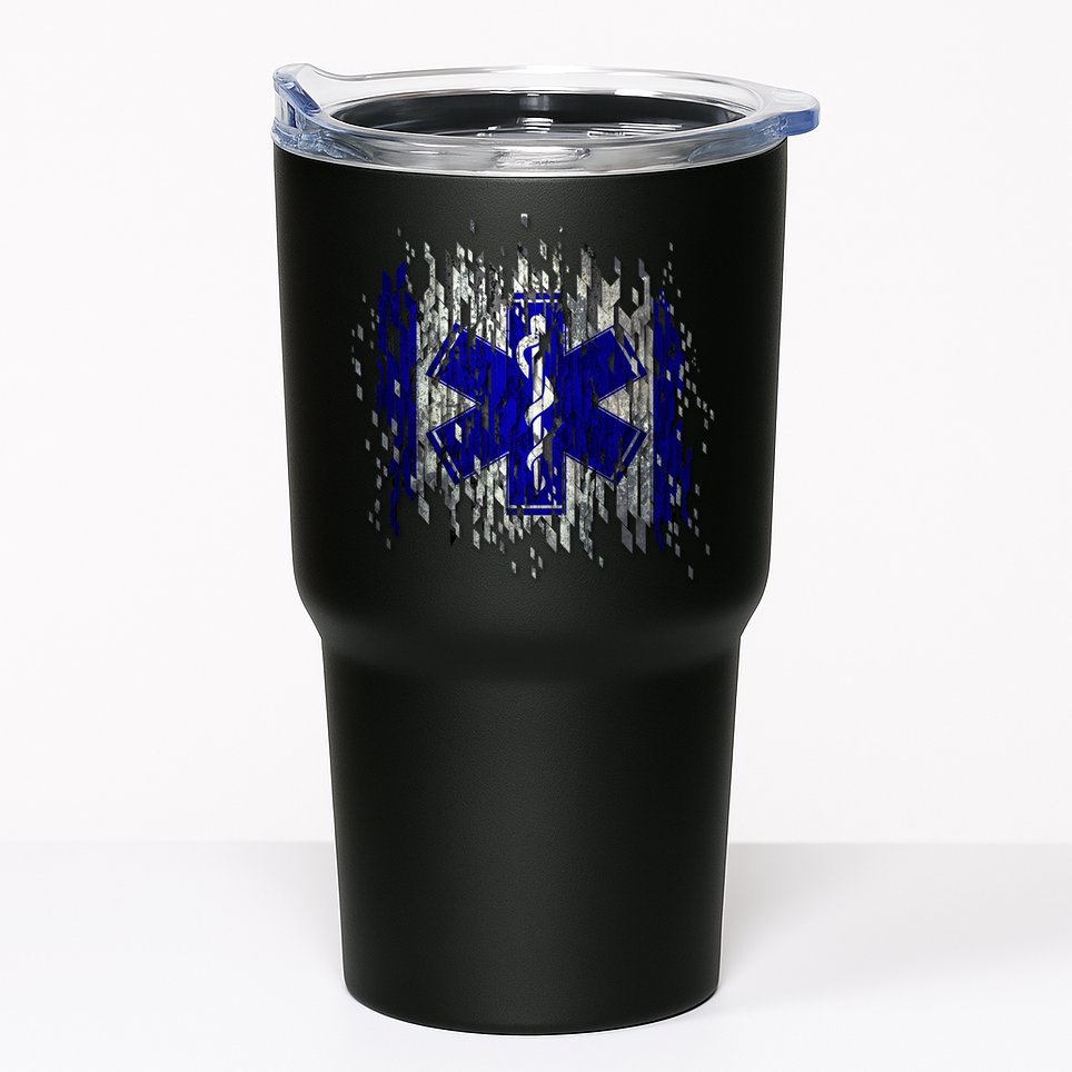 EMS Emergency Medical Services Ripped Torn Flag Tumbler