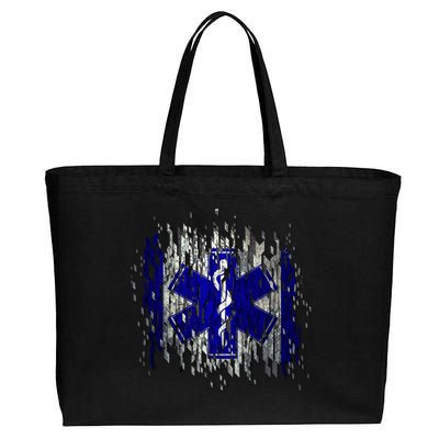 EMS Emergency Medical Services Ripped Torn Flag Cotton Canvas Jumbo Tote