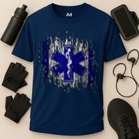 EMS Emergency Medical Services Ripped Torn Flag Cooling Performance Crew T-Shirt