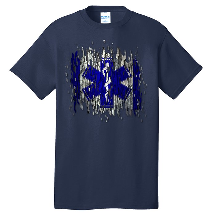 EMS Emergency Medical Services Ripped Torn Flag Tall T-Shirt