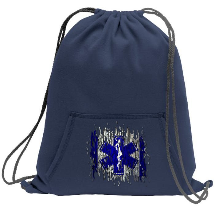 EMS Emergency Medical Services Ripped Torn Flag Sweatshirt Cinch Pack Bag