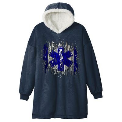 EMS Emergency Medical Services Ripped Torn Flag Hooded Wearable Blanket