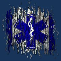 EMS Emergency Medical Services Ripped Torn Flag Button