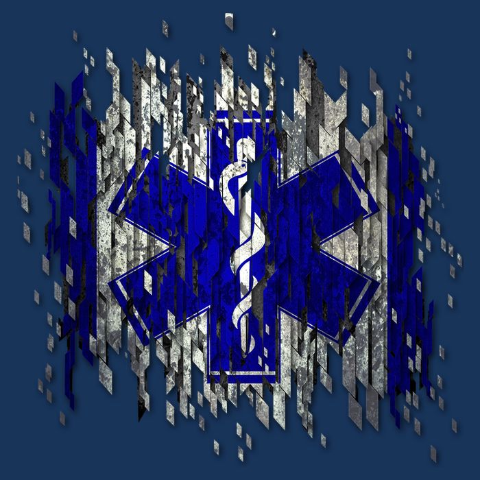 EMS Emergency Medical Services Ripped Torn Flag Button