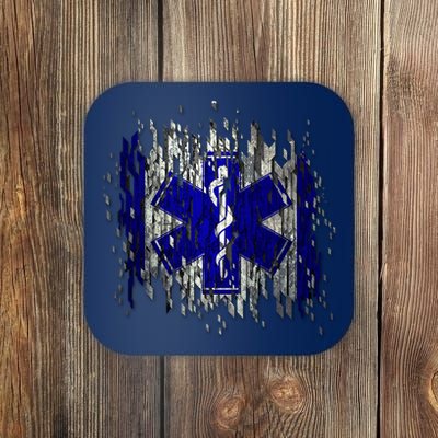 EMS Emergency Medical Services Ripped Torn Flag Coaster