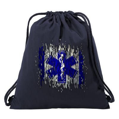 EMS Emergency Medical Services Ripped Torn Flag Drawstring Bag