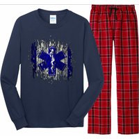 EMS Emergency Medical Services Ripped Torn Flag Long Sleeve Pajama Set