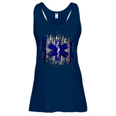 EMS Emergency Medical Services Ripped Torn Flag Ladies Essential Flowy Tank