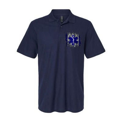 EMS Emergency Medical Services Ripped Torn Flag Softstyle Adult Sport Polo